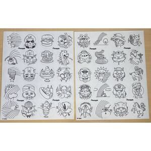 1980s PINEAPPLE  Color Yourself  8"×7" 2 Sheets Of 20 Stickers NOS